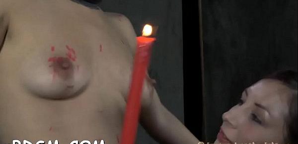  Nude tied up beauty is sucking hard toy sex-toy hungrily